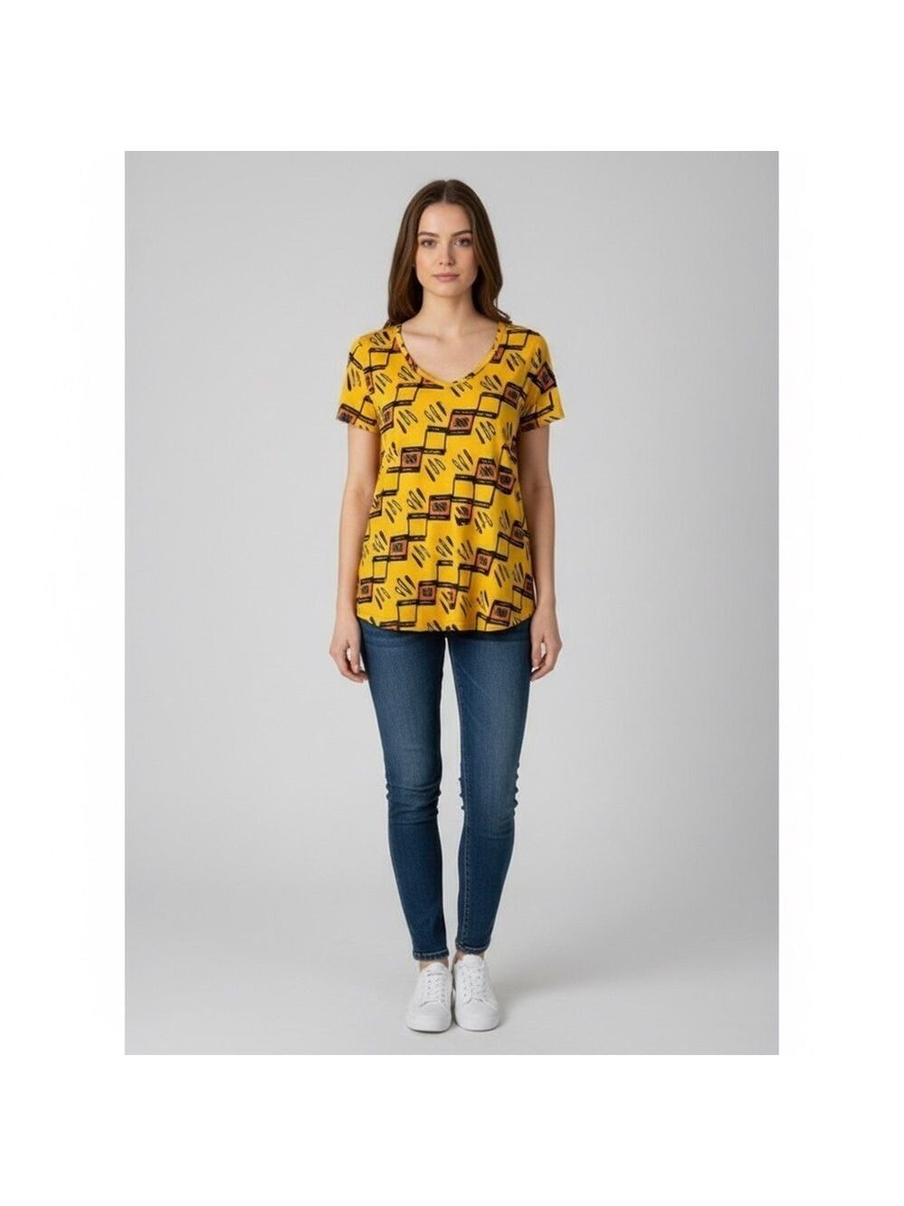 LulaRoe classic yellow mixed media T-shirt   M NWT